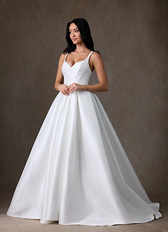 Azazie Anijah Wedding Dresses Diamond White Ball-Gown Stretch Mikado Dress image5