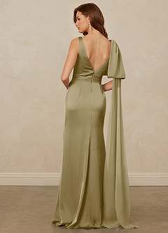 Christian Siriano Bridal for Azazie 1011 Bridesmaid Dresses Moss Green Mermaid Bow Stretch Satin Dress image2
