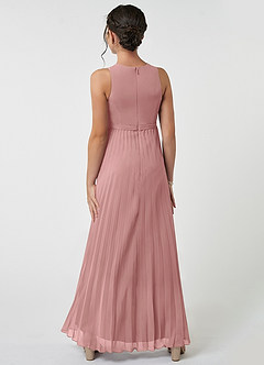 Azazie Lindie Junior A-Linie Plissee Chiffon Kleid Altrosa image2