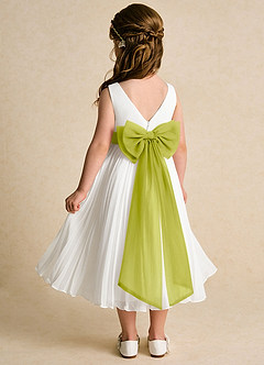 Azazie Margot Flower Girl Dresses Ivory Lemongrass A-Line Pleated Chiffon Dress image5