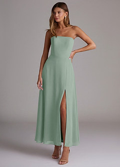 Azazie Wren Bridesmaid Dresses Silver Sage A-Line Strapless Chiffon Dress image1
