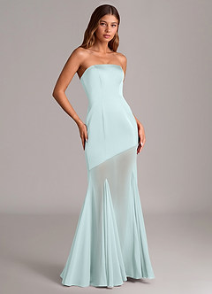 Azazie Uma Venta Final Vestido de Vidrio Marino de Gasa de Corte Sirena Convertible con Sin tirantes image3