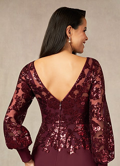 Azazie Caroline Mother of the Bride Dresses Cabernet Mermaid Sequins Lace Dress image5