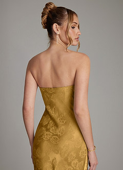 Azazie Viv 신부 들러리 드레스 쉬스 스트랩리스 자카드 바닥 길이 드레스 image7