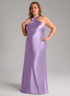 Azazie Doretta Bridesmaid Dresses Lilac Mermaid Bow Metallic Satin Dress image8