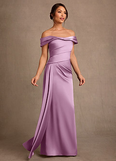 Azazie Beah 신부의 어머니 드레스 쉬스 오프 더 숄더 스트레치 새틴 플로어 길이 드레스 image2