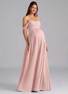 Azazie Saige Abiti da damigella d'onore premaman Abito A-Line Plissettato Chiffon Floor-Length image1