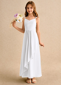 Azazie Zaida Girls Formal Flower Girl Dresses White A-Line Pleated Chiffon Dress image6