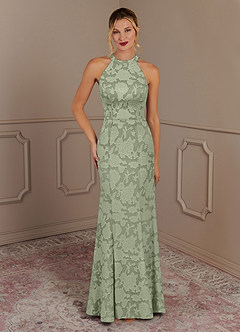 Azazie Tyra Kleider für die Brautmutter Meerjungfrau-Linie Blumen-Burnout Kleid Agave image1