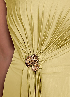 Azazie Dinanta Mother of the Bride Dresses Lemon Sorbet Column Pleated Chiffon Dress image8