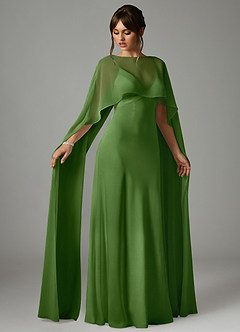 Azazie Stefania Abiti da Damigella Abito A-Line in Raso Elasticizzato Basilico image3