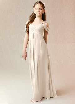 Azazie Kaitlynn Junior White Alabaster A-Line Off the Shoulder Chiffon Dress image4