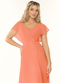 Azazie Rylee Bridesmaid Dresses Sunset A-Line Pleated Chiffon Dress image5