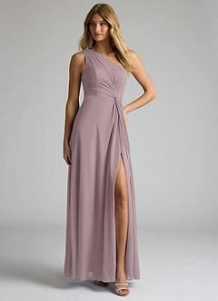 Azazie Brooke Bridesmaid Dresses Dusk A-Line One Shoulder Mesh Dress image3