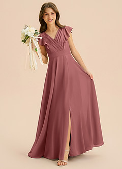 Azazie Anysa Junior Robe Trapèze en Mousseline de soie Rayé Améthyste image3