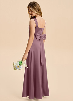 Azazie Kiki Junior Amethyst A-Line Bow Stretch Satin Dress image6