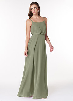 Azazie Lupe Bridesmaid Dresses Pistachio A-Line Scoop Blouson Chiffon Dress image4