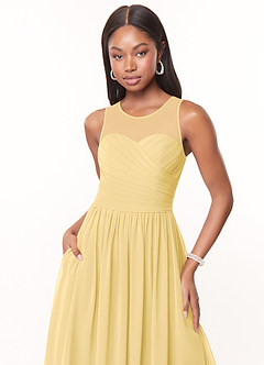 Azazie Nina Bridesmaid Dresses Butter A-Line Pleated Chiffon Dress image5