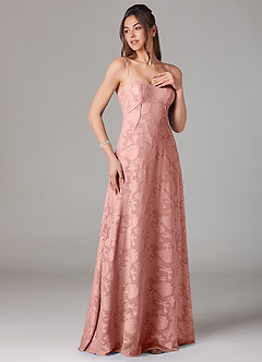 Azazie Valentine Bridesmaid Dresses Rosette A-Line Sweetheart Neckline Floral Burnout Dress image3