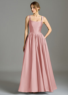 Azazie Verina Brudtärnklänningar Klä av A-Linje i Stretch Satin Plisserad Puderrosa image1