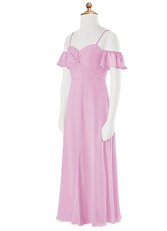 Azazie Juna Junior Vestido de Rosa Caramelo de Gasa de Corte en A con Vestidos sin tirantes image8
