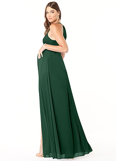 Azazie Annabelle vestidos de dama de honor de maternidad Vestido de Corte En A Cuello en V plisado Hasta el suelo Malla image5