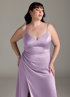 Azazie Marchella Brudtärnklänningar Klänning av A-Line i Stretch Satin Korsett Frostad Lila image11