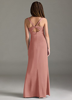 Azazie Mero Junior Meerjungfrau-Linie Plissee Stretch-Satin Kleid Rosettenrosa image5