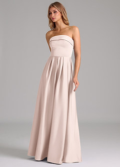 Azazie Lucienne Robes de demoiselle d'honneur Robe Trapèze Convertible en Satin extensible Sans bretelle Rose Pâle image6