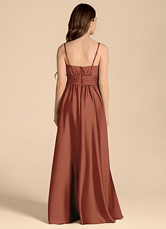 Azazie Catalina Junior Abito A-Line in Raso Elasticizzato Scollo a Cuore Auburn image2