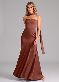 Azazie Shiloh Bridesmaid Dresses Auburn Mermaid Strapless Stretch Satin Convertible Dress image4