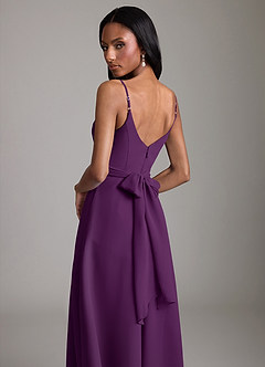 Azazie Kali Bridesmaid Dresses Grape A-Line Pleated Chiffon Dress image2