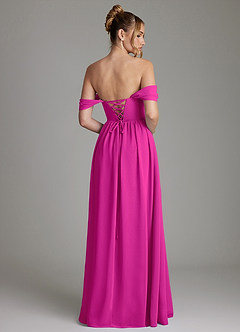 Azazie Caterina Bridesmaid Dresses Fuchsia A-Line Corset Chiffon Dress image10