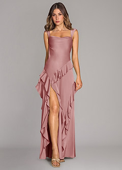 Azazie Sloane Bridesmaid Dresses Dusty Rose A-Line Sweetheart Neckline Stretch Satin Dress image1