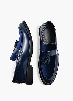 front Heren loafers met kwastjes van leer en fluweel