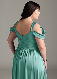 Azazie Lianne Brautjungfernkleider A-Linie Schulterfrei Stretch-Satin Kleid Aqua image7
