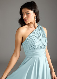 Azazie Charlize Suknie dla druhen Linia A Jedno ramię Satyna elastyczna Do ziemi Sukienka image7