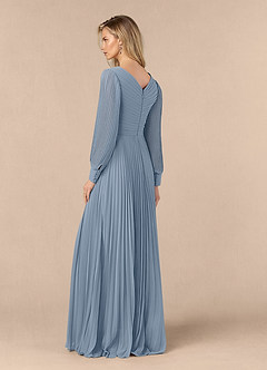 Azazie Zina Mother of the Bride Dresses Dusty Blue A-Line Pleated Chiffon Dress image3