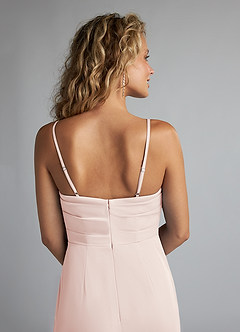 Azazie Teyana Final Sale Rose Petal Sheath Square Neckline Pleated Mesh Dress image6