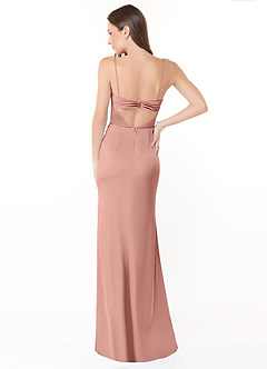 Azazie Leonis Bridesmaid Dresses Rosette Mermaid Pleated Stretch Satin Convertible Dress image3