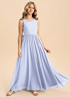Azazie Hathaway Junior Lavender A-Line Bow Chiffon Dress image2