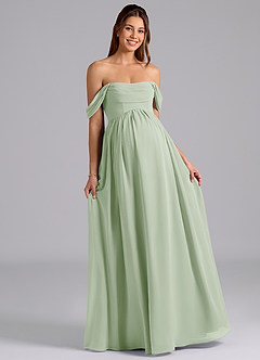 Azazie Saige Abiti da damigella d'onore premaman Abito A-Line Plissettato Chiffon Floor-Length image4