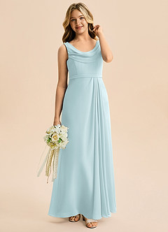 Azazie Evania Junior Linia A Pofałdowany Szyfon Długość podłogi Młodsza druhna Sukienka image6