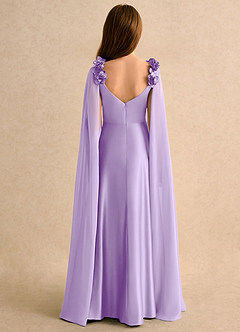 Azazie Rosita Girls Formal Robe Demoiselle D'honneur Fillette Robe Trapèze en Satin extensible Plissée Lilas image2