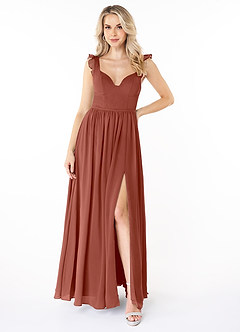Azazie Stassie At-home Try On Dresses Burgundy A-Line Sweetheart Ruched Chiffon Dress image1