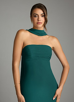 Azazie Saylor Brudtärnklänningar Klä av Sjöjungfru i Chiffong Axelbandslös Påfågelblå image6