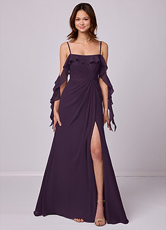 Barbie ♥ Azazie Bridesmaid Dresses Plum A-Line Off the Shoulder Chiffon Convertible Dress image7