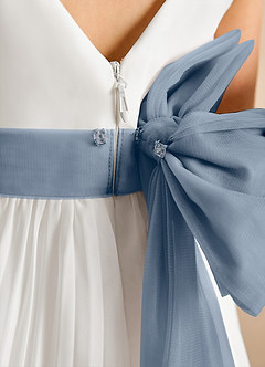 Azazie Margot Flower Girl Dresses Ivory Twilight A-Line Pleated Chiffon Dress image9