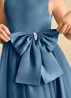 Azazie Twinsie Flower Girl Dresses Bermuda A-Line Bow Tulle Dress image6