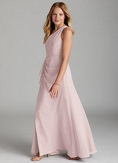 Azazie Maive Junior Blushing Pink A-Line Pleated Chiffon Dress image5